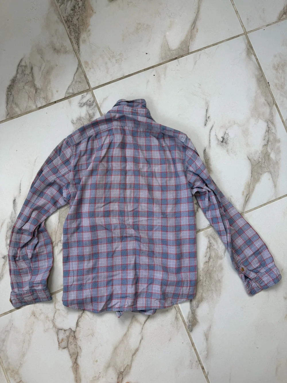 J. Crew Men's Light Blue and Red Plaid Button-Down Shirt
